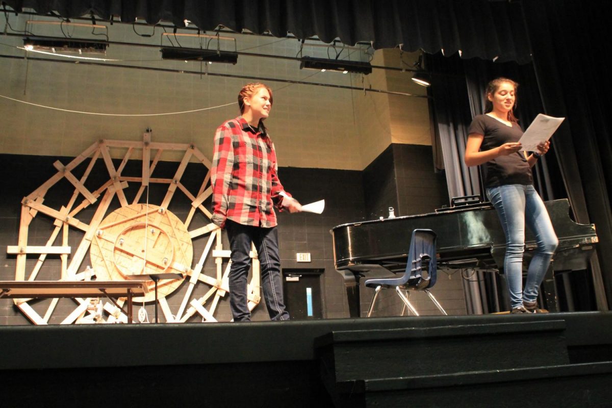 Sydney Walker and Shayna Mitchell run through a scene during auditions for the fall musical Into the Woods.